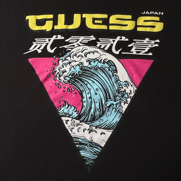Guess Los Angeles Womens Large Japanese Great Wave Hokusai Cyberpunk - Picture 3 of 7